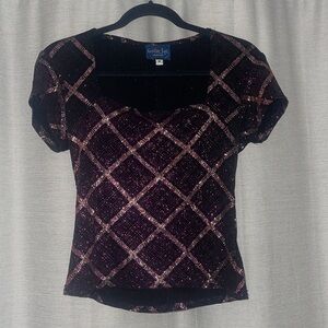 VINTAGE SCOOTER TOPS PINK/PURPLE SPARKLE BLOUSE